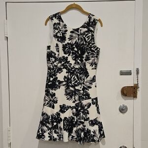 Rebecca Taylor Black and White Fit and Flare Cocktail Dress